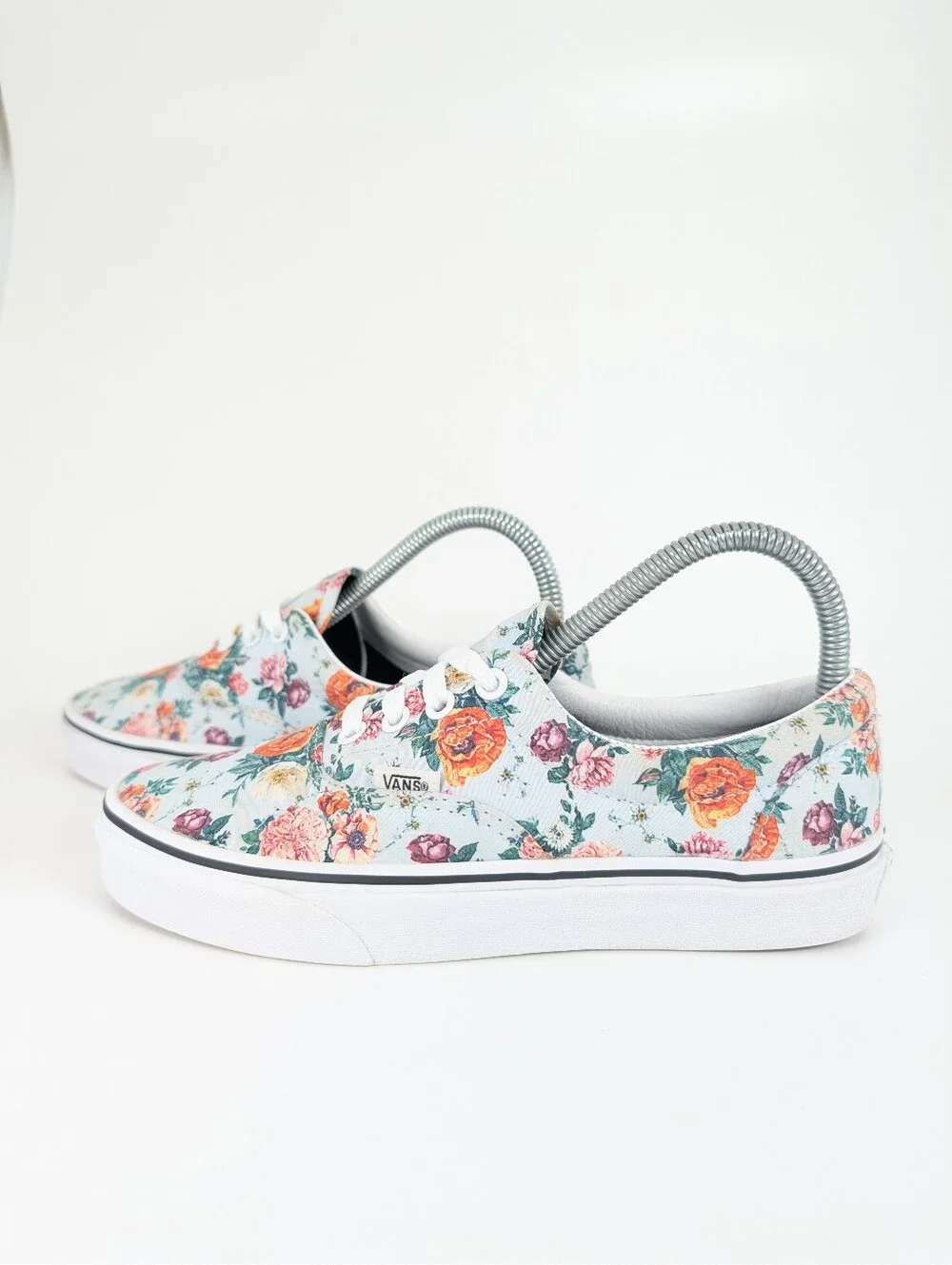 Vans Era Vintage Floral Print Low Top Sneakers Light Blue Women's 7